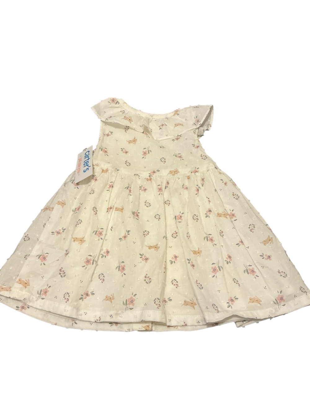 Carter's Cream Floral Ruffle Button-Front Dress - Picture 2 of 6